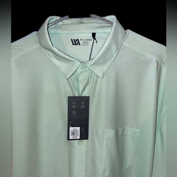 VRST πshirt Mens size XL button down longβsleeve Mint Heather NWT Stretch light - Picture 3 of 5